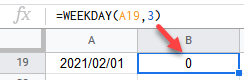 google sheets WEEKDAY FUNCTION 2
