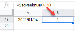 google sheets ISOWEEKNUM function 2