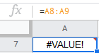 google sheets #value! error