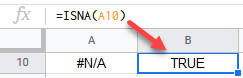 google sheets function isna