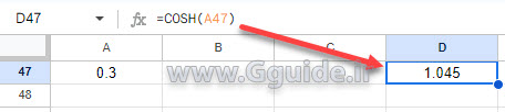 google sheets COSH function