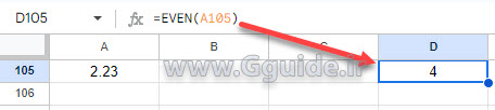 google sheets EVEN function 1