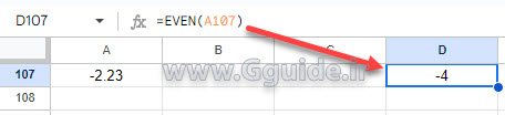 google sheets EVEN function 2
