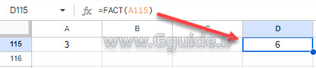 google sheets FACT function
