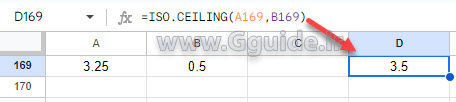 google sheets ISO.CEILING function