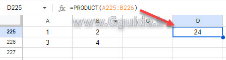 google sheets PRODUCT function 1