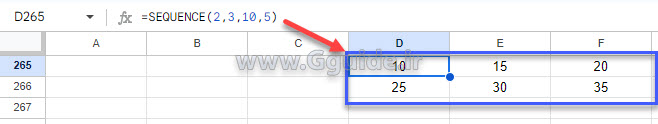 google sheets SEQUENCE function