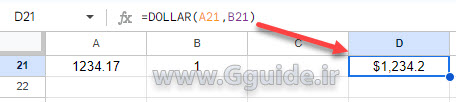 google sheets DOLLAR function