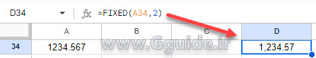 google sheets FIXED function 1