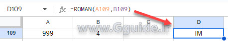 408 google sheets ROMAN function 5