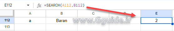 google sheets SEARCH function