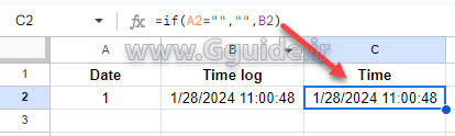 google sheets Time log 3
