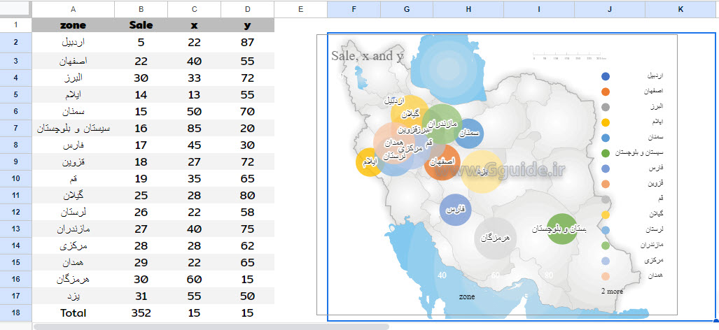 IRAN map chart in google sheets 5