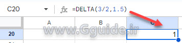 google sheets DELTA function