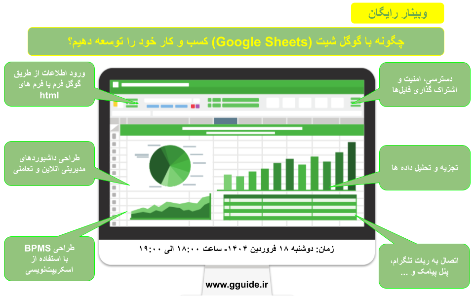 وبینار رایگان &quot;چگونه با گوگل شیت (Google Sheets) کسب و کار خود را توسعه دهیم؟&quot;